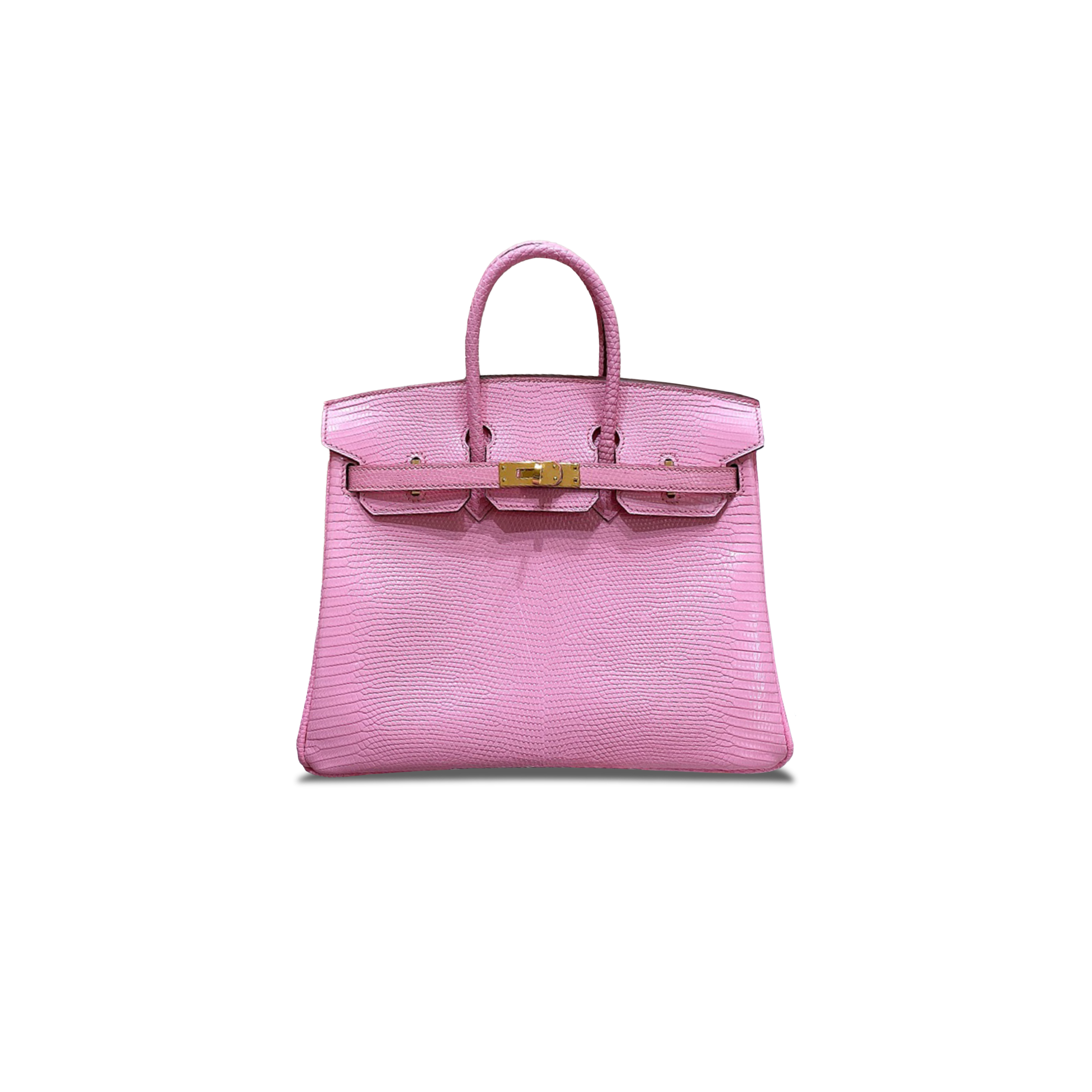 HERMÈS MASTER BIRKIN 25 LIZARD CHERRY PINK GOLD BUCKLE H028352CA12 (25*20*13cm)